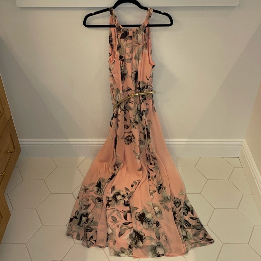 Floral maxi dress with gold belt
